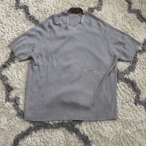Gray Short Sleeve Knit Top